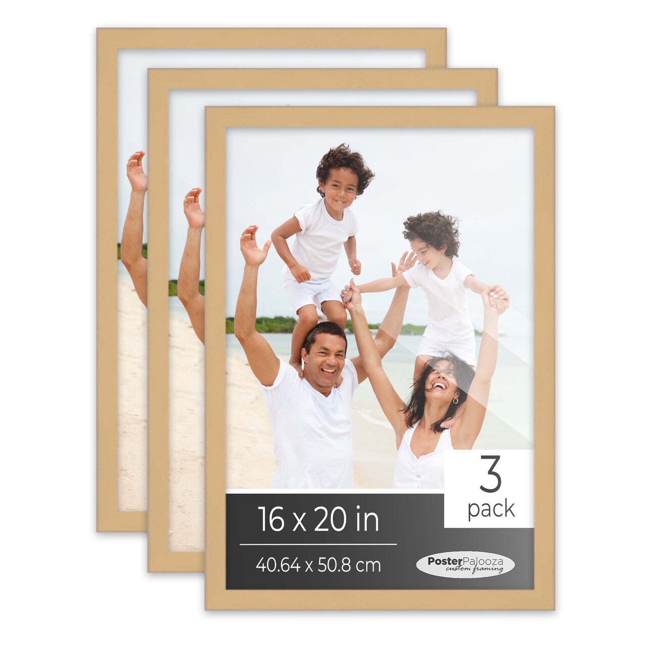 Pack of 3 Natural Picture Frames | Solid Wood | UV-Resistant Acrylic | Easy Gallery Wall Setup
